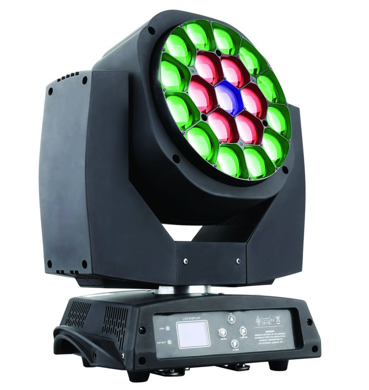 Rgbw 19 * 1 5W چراغ چرخش چرخ سر چرخان با زاویه زوم 4 تا 60 درجه