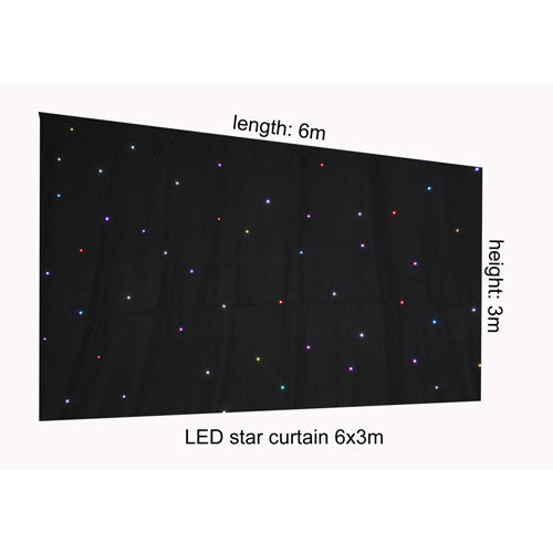 RGB 6 × 3 متری LED Star Cloth Curtain، جلوه های رنگی ستاره نور پس زمینه برای پس زمینه مرحله